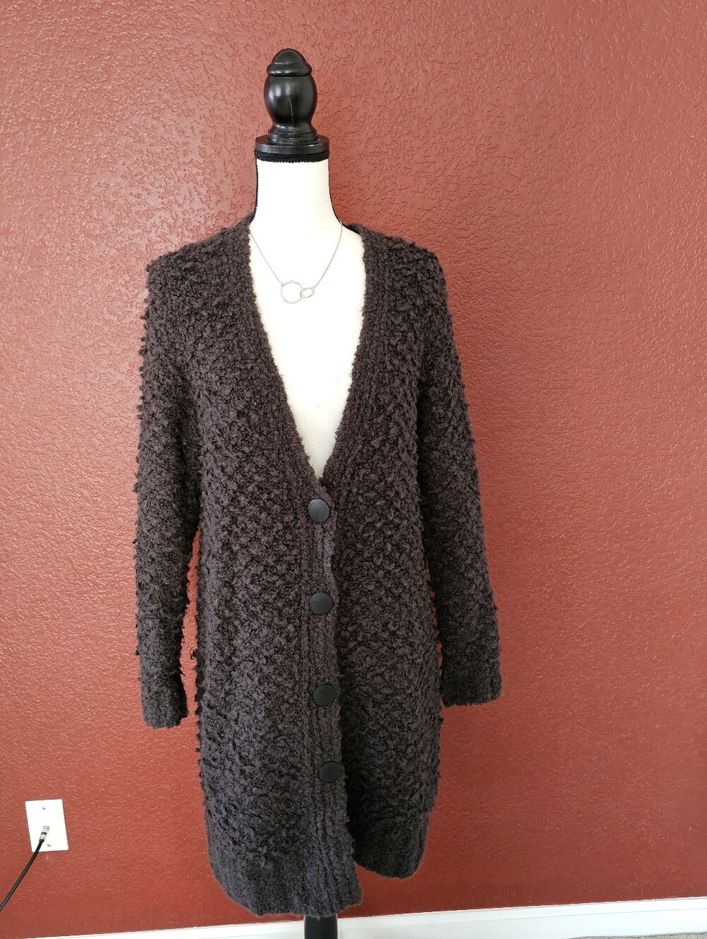 NIC+ZOE Chocolate Textured Button-Front Cardigan